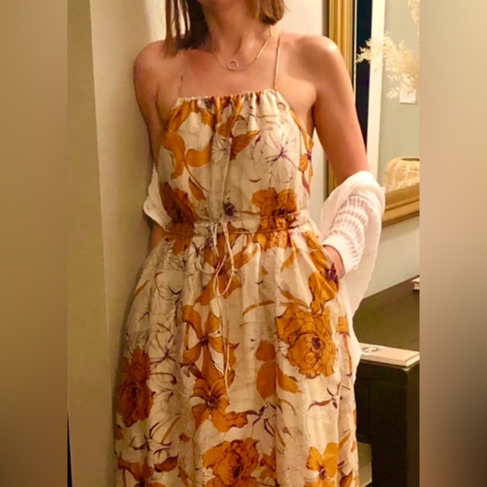 Banana Republic Floral Maxi Cotton Dress Spaghetti S Petit Vacation Summer